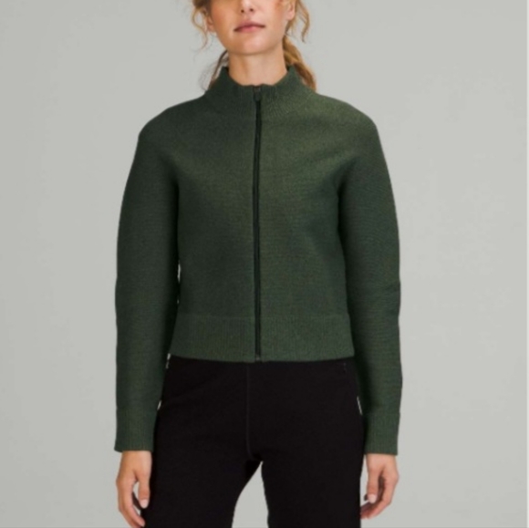 Lululemon Green Knit AllAround Full Zip Sweater - Picture 1 of 12